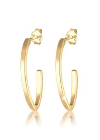 Paar Creolen Elli "Ohrringe Creolen Ohrstecker oval 925 Sterling Silber" Gr. 22, gold, Ohrringe, Damen, ohne Stein, Silber 925 (Sterlingsilber), Paar Creolen