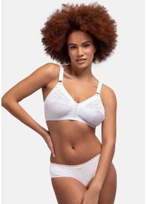 Bralette-BH Dorina "Monica", Damen, Gr. 90, Cup E, wei&szlig;, Spitze, Obermaterial: 88% Baumwolle, 9% Polyamid, 3% Elasthan, leicht transparent, unifarben, bequem, BHs Bralette-BH, mit Spitzeneins&auml;tze an den Cups, ohne B&uuml;gel, bequem