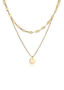 Silberkette Elli Premium "Halskette Layer Panzer Pl&auml;ttchen Stern Finish 925 Silber" Gr. 40, gold, Halsketten, Damen, Silber 925 (Sterlingsilber), Silberkette