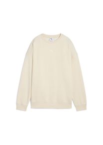 Langarmshirt Puma "ESS OVERSIZED CREW FL", Damen, Gr. M, wei&szlig; (alpine snow), Fleece, Obermaterial: 66% Baumwolle, 34% Polyester, unifarben, oversize normal, Rundhals, Shirts Langarmshirt, Oversize-Passform, Rundhalsausschnitt, gerippte B&uuml;ndchen und Saum
