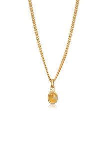 Silberkette Elli Premium "Halskette Citrine Oval Cabochon Klassik 925 Silber" Gr. 40, gold, Halsketten, Damen, mit Stein, Silber 925 (Sterlingsilber), Silberkette