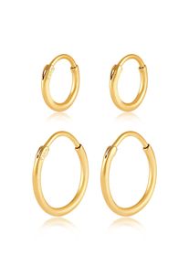 Ohrstecker-Set Elli "Ohrringe Creolen 2er Set 925 Sterling Silber", gold, Ohrringe, Damen, Silber 925 (Sterlingsilber), Ohrstecker-Set