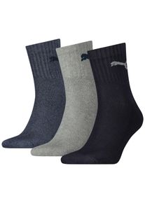 Sportsocken Puma "short crew", Herren, Gr. 39-42, blau (navy, grau, schwarz), Baumwollmischung, Elasthan, Polyamid, Polyester, unifarben, elastisch, Socken Sportsocken, gepolsterte Frottee-Sohle, atmungsaktiv, Topseller