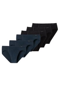 Slip Schiesser "Slip 6er Pack", Herren, Gr. XL, schwarz (schwarz, blau), Obermaterial: 95% Baumwolle CO. 5% Elasthan EL., Unterhosen Slip