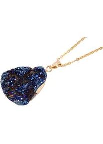Kette mit Anh&auml;nger Firetti "Schmuck Geschenk Drusenachat", gold (gelbgoldfarben, blau), Halsketten, Damen, Edelstahl, L: 50 B: 2mm, Made in Germany - mit Druzy Quarz, B:2mm