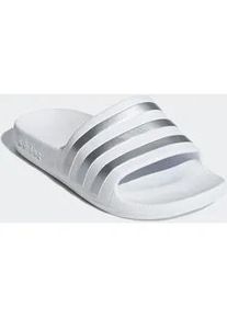 Badesandale Adidas SPORTSWEAR "AQUA ADILETTE", M&auml;dchen, Gr. 37, silber (cloud wei&szlig;, silber metallic, cloud wei&szlig;), Synthetik, Schuhe Badelatschen Pantolette, Badelatschen, f&uuml;r Kinder und Jugendliche
