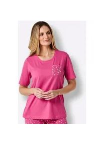 w&auml;schepur Kurzarmshirt W&Auml;SCHEPUR "Schlafanzug-Shirt", Damen, Gr. 36/38, pink (fuchsia), 100% Baumwolle, gemustert, gepunktet, Shirts