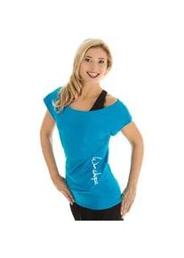 Oversize-Shirt WINSHAPE "WTR12", Damen, Gr. S, blau (t&uuml;rkis), 90% Baumwolle, 10% Elasthan, U-Boot-Ausschnitt, Shirts, Dance-Style