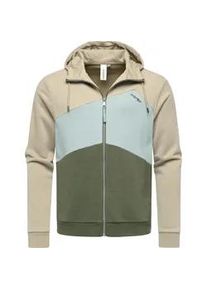 Kapuzensweatjacke Ragwear "Wilso", Herren, Gr. M (50), gr&uuml;n (olivgr&uuml;n), Sweatware, Material: 70% Baumwolle, 30% Polyester, gerade h&uuml;ftlang, Rundhals, &Auml;rmel ohne &Auml;rmelschlitz Rippb&uuml;ndchen, Sweatjacken, Herren Basic Sweatjacke im Colourblocking-Look mit Kapuze