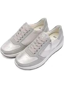 Plateausneaker Ara "NEW YORK", Damen, Gr. 6 (39), hellgrau, wei&szlig;, Glattleder, Veloursleder, kontrastfarbene Details, Schuhe Plateausneaker, Plateau, Freizeitschuh, Halbschuh, Schn&uuml;rer, Kontrastbes&auml;tze, H-Weite