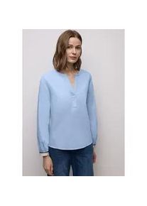 Langarmbluse Street One, Damen, Gr. 40, original blau, Web, 100% Baumwolle, unifarben, normal normal, Rundhals, elastischer Bund, Blusen, mit Tape Detail am &Auml;rmel