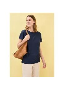 T-Shirt Cecil, Damen, Gr. S (38), blau (urban navy blau), Jersey, Obermaterial: 65% Polyester, 35% Viskose, unifarben, normal h&uuml;ftbedeckend, U-Boot-Ausschnitt, Shirts T-Shirt, mit Streifen-Struktur