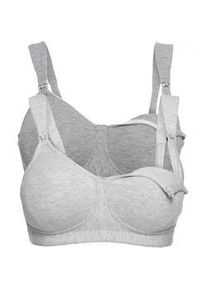 Still-BH bonprix "Still BH ohne B&uuml;gel mit Baumwolle (2er Pack)", Damen, Gr. 75, Cup H, hellgrau meliert, natur meliert, Obermaterial: 90% Baumwolle, 10% Elasthan. Futter: 90% Baumwolle, 10% Elasthan, BHs Still-BH, f&uuml;r den Alltag, mit Klickverschluss am Cup, nahtlos vorgeformte Cups