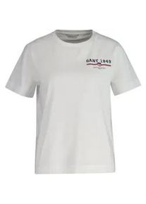T-Shirt Gant "REG GRAPHIC SS T-SHIRT", Damen, Gr. XL, wei&szlig;, Single Jersey, Obermaterial: 100% Baumwolle, regular fit, Rundhals, Shirts T-Shirt, regular fit, Print auf der Brust