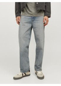 Jack & Jones Loose-fit-Jeans JACK & JONES "JJIEDDIE JJCOOPER AM 068 NOOS LID", Herren, Gr. 33, L&auml;nge 34, blau (blau denim), Denim/Jeans, Obermaterial: 100% Baumwolle, Abriebeffekte, loose fit, Jeans Loose-fit-Jeans