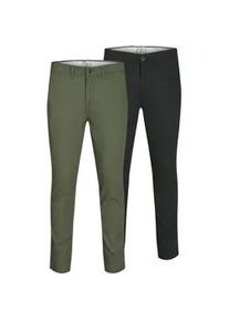 Jack & Jones Chinohose JACK & JONES "SLIM FIT MARCO 2PCS", Herren, Gr. 36, L&auml;nge 34, schwarz, Twill, Obermaterial: 98% Baumwolle, 2% Elasthan, schmal lang, Hosen Chinohose