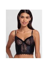 Bustier Dorina "Hasina", Damen, Gr. 75, Cup D, schwarz, Spitze, Obermaterial: 54% Polyamid, 37% Polyester, 9% Elasthan, unifarben, BHs Bustier, mit zarter Spitze und gl&auml;nzendem Satin, verstellbare Tr&auml;ger