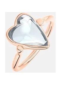Fingerring Liebeskind Berlin "Schmuck Geschenk Glass Heart Ring" Gr. 56, ros&eacute;goldfarben, transparent, Fingerringe, Damen, 56, Edelstahl, 2mm, Fingerring, mit Glasstein