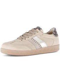 Sneaker Gabor, Damen, Gr. 40, beige, leo, Glattleder, Ziegenveloursleder, Schuhe Sneaker, Freizeitschuh, Halbschuh, Schn&uuml;rschuh mit bunten Kontrastbes&auml;tzen
