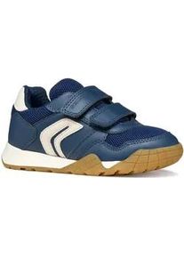 Klettschuh Geox "J RANN-E BOY", Kinder, Gr. 33, blau, Lederimitat, Textil, Schuhe Klettschuh, Halbschuh mit Kontrastbesatz, Gr&ouml;&szlig;enschablone zum Download