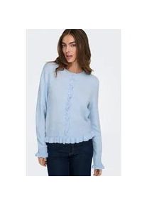 Jacqueline de Yong Strickjacke JDY "JDYLETTY L/S ON FRILL CARDIGAN KNT NOOS", Damen, Gr. XS, cashmere blau detail:melange, Strick, Obermaterial: 64% Polyacryl, 36% Polyester, meliert, regular fit normal, Rundhals, Strickjacken Strickjacke