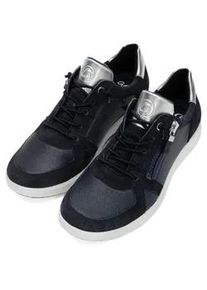 Slip-On Sneaker Ara "ROMA", Damen, Gr. 7 (41), dunkelblau, silberfarben, Textil, Veloursleder, kontrastfarbene Details, Schuhe, Freizeitschuh, Halbschuh, Schn&uuml;rschuh in Komfortweite H (=sehr weit)