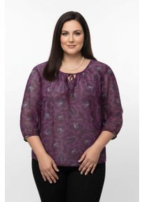 sheego Gro&szlig;e Gr&ouml;&szlig;en Druckbluse in transparenter Qualit&auml;t, burgund-flieder-bedruckt, Gr&ouml;&szlig;e 44 - Damen