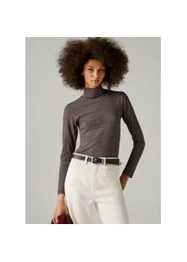 Langarmshirt Pepe Jeans "BINTY", Damen, Gr. L, 933marl grau, Single Jersey, Obermaterial: 94% Viskose, 3% Elasthan, 2% Polyester, 1% metallisierte Fasern, gestreift, k&ouml;rpernah normal, hoch geschlossener Ausschnitt, Shirts Langarmshirt, mit Stehkragen