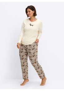 w&auml;schepur sheego Gro&szlig;e Gr&ouml;&szlig;en Schlafanzug mit Hunde-Motiven, champagner-sesam-bedruckt, Gr&ouml;&szlig;e 48/50 - Damen