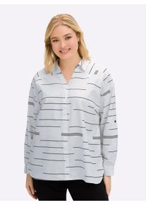 sheego Gro&szlig;e Gr&ouml;&szlig;en Schlupf-Bluse mit verl&auml;ngertem R&uuml;ckenteil, ecru-schwarz-bedruckt, Gr&ouml;&szlig;e 44 - Damen