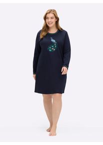 Comtessa sheego Gro&szlig;e Gr&ouml;&szlig;en Sleepshirts mit Pfau-Motiv, marine-blaugr&uuml;n-bedruckt, Gr&ouml;&szlig;e 44/46 - Damen