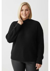 sheego Gro&szlig;e Gr&ouml;&szlig;en Stehkragenpullover mit Baumwolle, schwarz, Gr&ouml;&szlig;e 48 - Damen