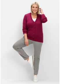 sheego Gro&szlig;e Gr&ouml;&szlig;en Strickjacke mit farblich abgestimmten Kn&ouml;pfen, fuchsia, Gr&ouml;&szlig;e 54 - Damen