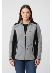 sheego Gro&szlig;e Gr&ouml;&szlig;en Strickfleecejacke mit Kontrasteins&auml;tzen, anthrazit-wei&szlig;, Gr&ouml;&szlig;e 52/54 - Damen