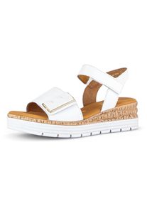 Keilsandalette Gabor "GENUA", Damen, Gr. 38, wei&szlig;, Kalbsleder, unifarben, Schuhe Keilsandalette, Keilabsatz, Sommerschuh, Sandale mit Klettverschl&uuml;ssen, Weite G