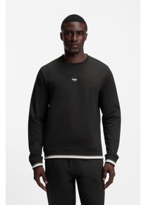 Sweatshirt BOSS "Iconic", Herren, Gr. M, schwarz 001, Single Jersey, Obermaterial: 100% Baumwolle, unifarben, regular fit, Rundhals, Rippb&uuml;ndchen, Sweatshirts Sweatshirt, kontrastfarbene Details, noramle Passform