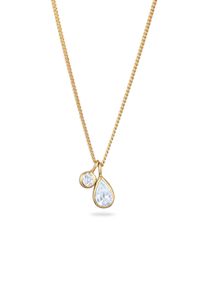 Silberkette Elli "Halskette Anh&auml;nger Tropfen Zirkonia Wei&szlig; 925 Sterling Silber" Gr. 42, gold, Halsketten, Damen, Silber 925 (Sterlingsilber), Silberkette