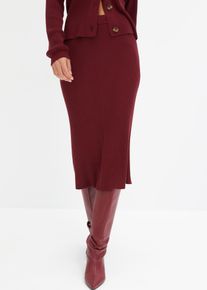 Strickrock bonprix, Damen, Gr. 44/46 (L), rot (rubinrot), Strick, Obermaterial: 80% Viskose, 20% Polyamid, unifarben, k&ouml;rpernah 3/4-L&auml;nge, R&ouml;cke Strickrock, aus Viskosemischung, k&ouml;rpernahe Passform, unifarben, mit Gummizug