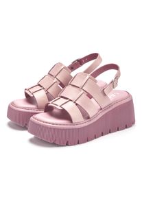Sandalette LSCN BY LASCANA "Sommerschuh", Damen, Gr. 37, rosa (pink), Obermaterial: 100% Rindsleder. Decksohle: 100% Synthetik. Laufsohle: 100% Synthetik, unifarben, Schuhe Sandalette, Sandale, Sommerschuh, Pantolette aus Leder mit Plateau