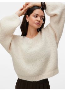 V&eacute;ro Moda Strickpullover VERO MODA "VMMAYBE LS 2WAY V-NECK PULLOVER NOOS", Damen, Gr. L, birch, Strick, Obermaterial: 100% Polyester, unifarben, loose fit normal, V-Ausschnitt, Strickb&uuml;ndchen, Pullover Strickpullover, Kunstfaser, locker geschnitten, V-Ausschnitt