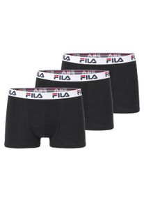 Boxer Fila "MAN BOXER SHORTS", Herren, Gr. M, schwarz, Single Jersey, Obermaterial: 95% Baumwolle, 5% Elasthan, bedruckt, unifarben mit Farbeinsatz, k&ouml;rpernah, Unterhosen Boxer, mit elastischem Logobund