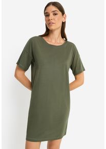 Nachthemd LSCN BY LASCANA, Damen, Gr. 36/38, N-Gr, khaki bedruckt, Single Jersey, Obermaterial: 50% Baumwolle, 50% Viskose, bedruckt, unifarben, l&auml;ssig geschnitten mini, Rundhals, abgesteppt, Kleider Nachthemd, in l&auml;ssiger Weite