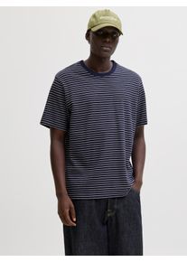 Jack & Jones Rundhalsshirt JACK & JONES "JJEDOVER STRIPED TEE SS CREW NECK SN", Herren, Gr. XL, navy blazer, Jersey, Obermaterial: 100% Baumwolle, gestreift, Rundhals, Shirts Rundhalsshirt, mit Streifendesign