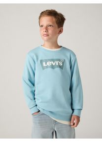Sweatshirt LEVI'S KIDS "LVB LVB FRENCH TERRY BATWING", Jungen, Gr. 6 (116), forget me not, Sweatware, Obermaterial: 60% Baumwolle, 40% Polyester, bedruckt, Basic normal, Rundhals, Rippb&uuml;ndchen, Sweatshirts Sweatshirt, mit gro&szlig;em Logo