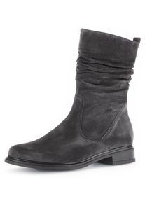 Stiefel Gabor "Genua", Damen, Gr. 38, grau (dunkelgrau), Veloursleder, unifarben, Schuhe Stiefel, Blockabsatz, Kurzstiefel, mit Innenrei&szlig;verschluss