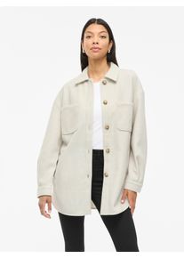 Hemdjacke Vila "VIKIMMI SHIRT L/S JACKET - NOOS", Damen, Gr. XS, super light natural melan, Web, Obermaterial: 100% Polyester, unifarben, regular fit, Rundhals, Jacken Hemdjacke