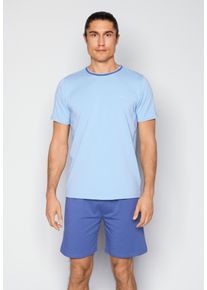 JOOP! Shorty JOOP "Core", Herren, Gr. XL, endless sky, grau blau, Jersey, Obermaterial: 95% Baumwolle, 5% Elasthan, bequem kurz, Rundhals, Homewear-Sets Shorty, mit kurzem Arm und Rundhalsausschnitt, Baumwoll-Mix