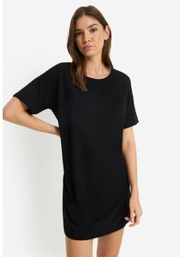 Nachthemd LSCN BY LASCANA, Damen, Gr. 32/34, N-Gr, schwarz bedruckt, Single Jersey, Obermaterial: 50% Baumwolle, 50% Viskose, bedruckt, unifarben, l&auml;ssig geschnitten mini, Rundhals, abgesteppt, Kleider Nachthemd, in l&auml;ssiger Weite