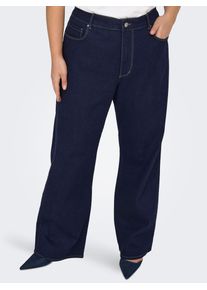Weite Jeans Only CARMAKOMA "CARSNOW HW WIDE DNM JEANS PIM080 NOOS", Damen, Gr. 46, L&auml;nge 32, dunkelblau denim detail:rinse, Denim/Jeans, Obermaterial: 50% Baumwolle, 30% Polyester, 18% Viskose, 2% Elasthan, unifarben, relaxed fit kn&ouml;chellang, Jeans Weite Jeans