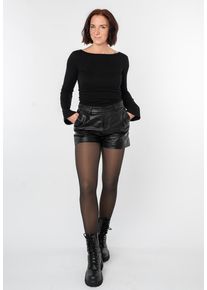 Shorts Mauritius "MWMaluna", Damen, Gr. XXXL(46), N-Gr, schwarz, Obermaterial: 100% Schafsleder. Futter: 100% Polyester, unifarben, kurz, Hosen Shorts, aus Leder gefertigt